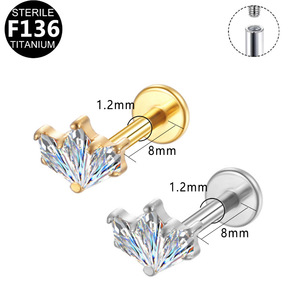 Boucles d'oreilles en titane F136, forme cœur, serties de zircon, pour piercing d'oreille, usage quotidien - Product Image 5