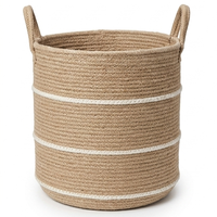 Panier de rangement écologique en jacinthe d'eau tressé à la main avec poignées pour linge, couvertures, jouets - Organisateur de salon (Style Bohème Chic)
