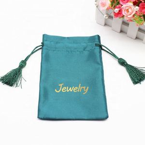 Sac à cordon personnalisé en satin de soie pour extensions capillaires avec pompons, pochettes à bijoux personnalisées pour cheveux et perruques, emballage textile - Product Image 3