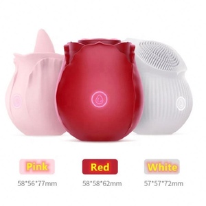 Vibrador con forma de rosa para mujer adulta, Juguetes sexuales con vagina, punto <span class=keywords><strong>g</strong></span>, lengua y clítoris, venta al por mayor - Product Image 4