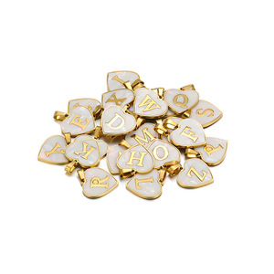Bán Buôn Hình Trái Tim 26 Thư Vỏ Mặt Dây Chuyền Vòng Cổ Charm18k Mạ Vàng Thép Không Gỉ Thư Quyến Rũ Cho Vòng Đeo Tay Vòng Cổ - Product Image 1