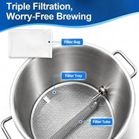 Wellbom 20L&40L Kit de brassage de bière moderne en acier inoxydable avec thermomètre, fond composite et triple filtration pour brassage maison
