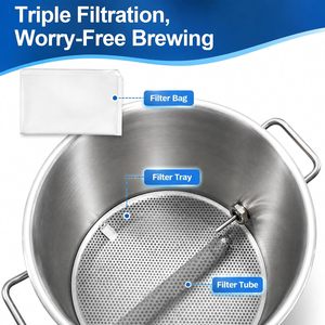 Wellbom Kit per la produzione di birra artigianale da 20L e 40L, moderno, <span class=keywords><strong>in</strong></span> acciaio inossidabile, con termometro, fondo composito e tripla filtrazione - Product Image 5