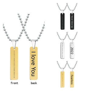 Collana con Codice Morse in Acciaio Inox Placcato Oro 18K, Regalo per Migliori Amici con Incisione 'Love Luck Fearless <span class=keywords><strong>Never</strong></span> <span class=keywords><strong>Give</strong></span> <span class=keywords><strong>Up</strong></span> Blessed' 2022 - Product Image 1