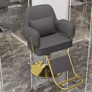 Chaise de barbier moderne en cuir synthétique portable pour salon de coiffure et barbier avec fonction de levage réglable et de coiffage - Product Image 4