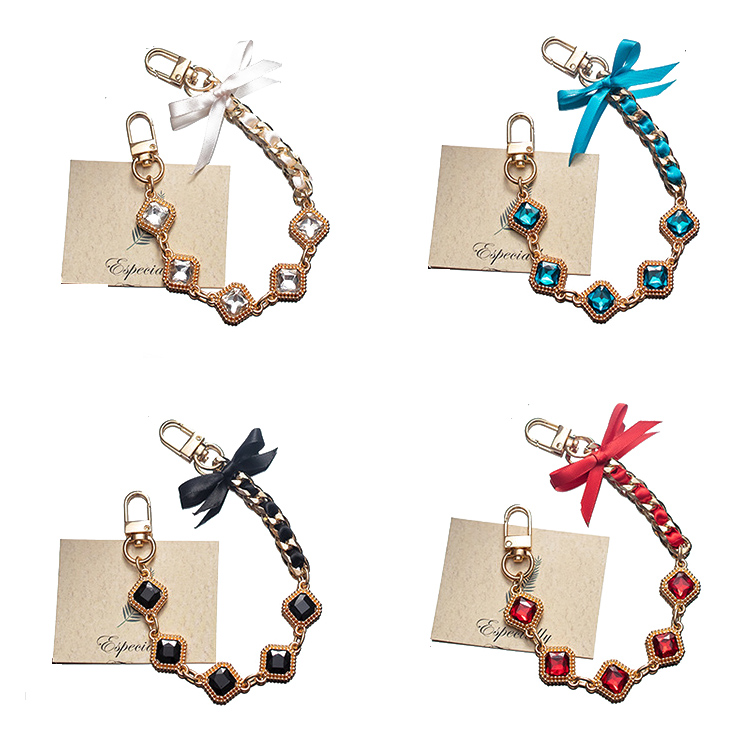 YN Fashion Mix Colour Artificial Gemstone Decorate Ribbon Bag Chain Strap Handbag Replacement Straps with Metal Buckles