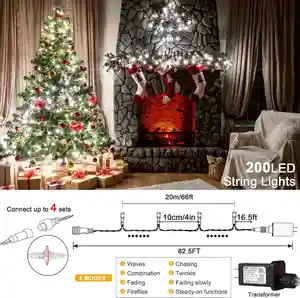 Christmas Lights LED 200 LED String Lights 20M Waterproof Decorative String Lights For Christmas Decoration Wedding Party