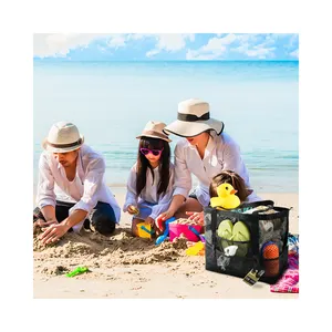 定制标志洗衣储物轻质大容量家庭旅行野餐可重复使用沙滩网布手提袋
