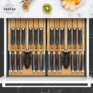 HOSTK – <span class=keywords><strong>tiroir</strong></span> de cuisine en bambou, organisateur de couteaux, porte-Insert, pour 12 couteaux, PLUS une fente dans le <span class=keywords><strong>tiroir</strong></span>, bloc de couteaux - Product Image 5