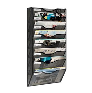 8-Pocket Desk Tidy Organiser A4 Wall Mounted Document Paper Holder Vertical Metal Magazine Rack Wall Hanging Storage Organiser - Product Image 1