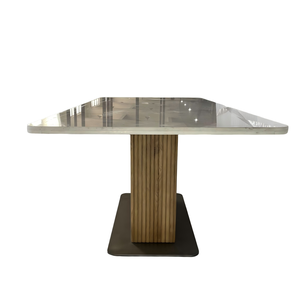 Design <b>White</b> Marble Top Solid Wood Base Dining <b>Tables</b> - Product Image 3