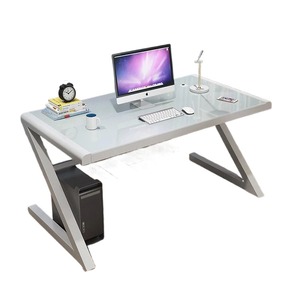 Table d'angle en verre lisse de haute qualité en gros <span class=keywords><strong>mesa</strong></span> gamer table d'ordinateur de jeu en forme de Z bureau de jeu <span class=keywords><strong>pc</strong></span> - Product Image 1