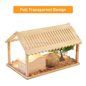 Casa per animali da compagnia 24 pollici criceto trasparente gabbia criceto habitat recinzione legno cornice pannelli acrilici - Product Image 3