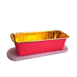 Recyclable Rectangle Bread Baking Mould Customize Printed Oil Proof Paper Cake French Bread Baking Box Tray