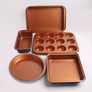 <b>Baking</b> Pan <b>Set</b> 5 Piece Non Stick Cake Mold Muffin <b>Tray</b> Pizza Pan Toast Mold Carbon Steel Bakeware - Product Image 1