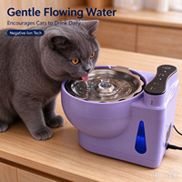 Fontaine à eau automatique pour animaux de compagnie à circulation continue, purification par ions négatifs, fontaine à boire en acier inoxydable avec niveau d'eau visible