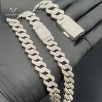 Cadena Cubana Miami Iced Out de 12mm con Moissanita VVS Completa, Collar de Plata 925, Joyería Hip Hop, Tamaño Personalizado
