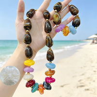 Bracelet en perles acryliques marron élastique fait main CH-LAT1111 – Bijoux en gros