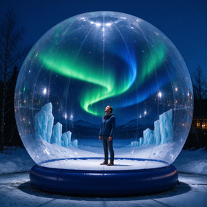Globe <span class=keywords><strong>de</strong></span> <span class=keywords><strong>neige</strong></span> <span class=keywords><strong>gonflable</strong></span> géant personnalisé avec fond imprimé pour affichage <span class=keywords><strong>de</strong></span> centre commercial en période des fêtes - Product Image 1