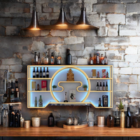 Décor mural lumineux doré tendance, porte-vin suspendu pour chaise de salle à manger, métal antirouille 304, bar de nuit, refroidissement, rangement