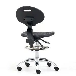 Vente en gros de meubles de laboratoire professionnels Chaise pivotante en polyuréthane antistatique ESD Chaise de laboratoire pour technicien Chaise de laboratoire à siège rond