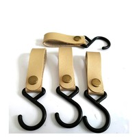 Stock prêt en cuir Camping cintre crochets cuisine cuisson PU cuir crochet suspendu pour l'extérieur