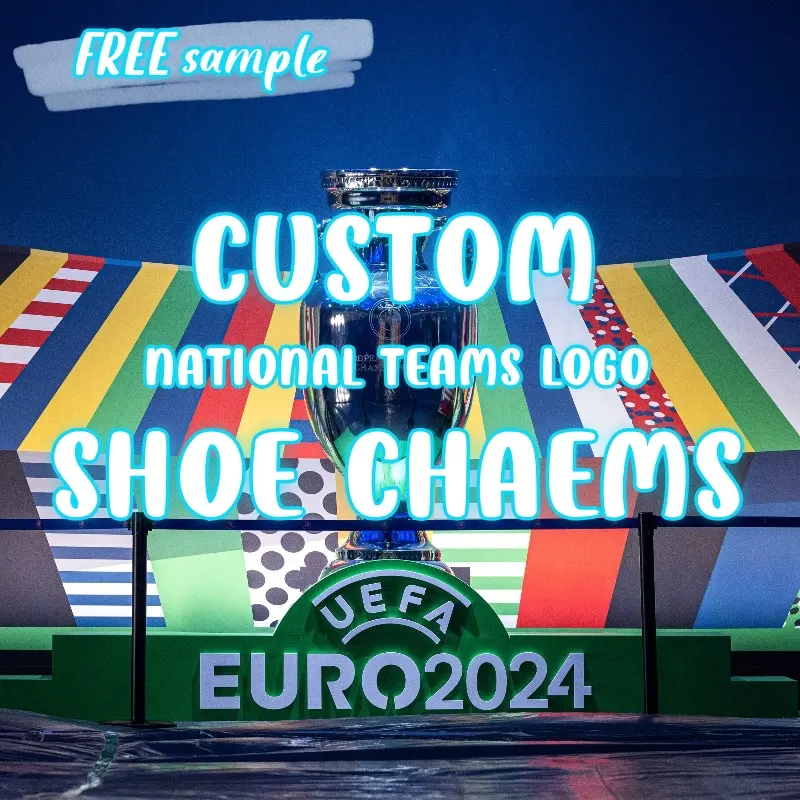 Encantos de sapato em PVC personalizados acessórios para equipes esportivas de futebol Copa da Europa 2024 encantos de tamanco com tema desenho personalizado e atacado