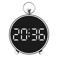 Jam Alarm Digital LED Bulat Baru dengan Daya USB, Jam Elektronik dengan Kalender, Suhu, Kelembapan, Jam Alarm Meja Desktop