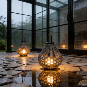 Lámpara Solar LED de Mimbre para Exteriores, Resistente al Agua IP65, Decoración de Jardín, Luz de Paisaje para Balcón, Alimentada por Batería - Product Image 1
