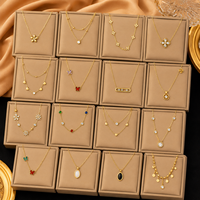 Colliers et chaînes de mode personnalisés en acier inoxydable, étanches, polyvalents, avec pendentifs étoiles et lune, style luxe léger, pour femmes