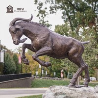 Escultura de Cabra de Bronce TREVI Metal Crafts, Estatua de Animal Salvaje Antigua Grande Personalizada para Decoración de Jardines y Paisajes Urbanos