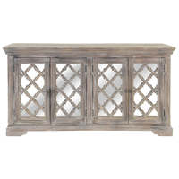 Table console en bois arquée française personnalisée avec portes en miroir