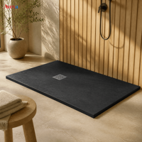 Receveur de douche rectangulaire moderne en surface solide blanche, en résine de pierre, antidérapant, pour salle de bain de luxe, article de rénovation.