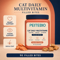 Complément alimentaire multivitaminé quotidien pour chat PEITEBIO, comprimés à mâcher, saveur saumon, taurine, oméga-3, soutien du cœur, de la vue, de la peau et du pelage, 90 comprimés