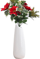 Instahot — Vase en céramique blanc de 9.8 ", Vase à ouverture en forme Oblique, créatif et élégant, pour décoration de bureau ou maison