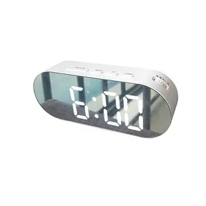 Oval LED Mirror Digital Clock With Usb Port