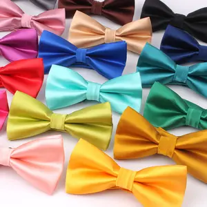 Men Good Quality Fashion Polyester Bowtie Formal Wear Tuxedo Solid Color Male Wedding Bow Tie