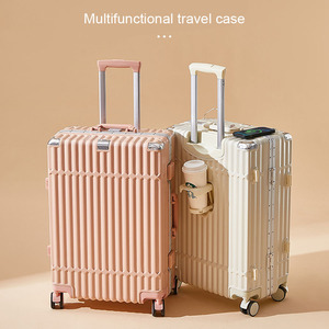 Valise de voyage multifonctionnelle et tendance RTS 20 pouces avec roulettes pivotantes, porte-gobelet, siège, port USB et serrure en ABS - Product Image 2