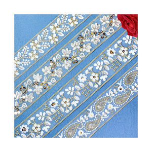 LEIXUSI Dentelle géométrique à sequins blancs dorés de 5 cm, garniture soluble dans l'eau pour vêtements Hanfu et accessoires DIY - Product Image 5