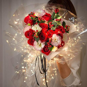 <span class=keywords><strong>Papel</strong></span> <span class=keywords><strong>de</strong></span> <span class=keywords><strong>regalo</strong></span> <span class=keywords><strong>de</strong></span> Flores Navideñas <span class=keywords><strong>de</strong></span> plástico Ribest <span class=keywords><strong>con</strong></span> luz para ramos, <span class=keywords><strong>regalo</strong></span> <span class=keywords><strong>de</strong></span> vacaciones - Product Image 2