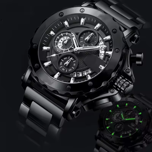 นาฬิกาข้อมือดีไซน์เนอร์ขายดีสำหรับผู้ชาย หน้าปัดควอตซ์ขนาดใหญ่ สายเหล็ก โครโนกราฟ แฟชั่น นาฬิกาธุรกิจ - Product Image 1