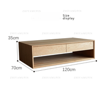 Table basse de salon nordique en bois massif, style moderne et minimaliste, avec rangement, en chêne blanc ou noyer noir, meubles sur mesure