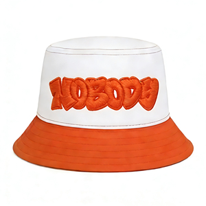 Embroidered Striped NOBODY Bucket <b>Hat</b> Lightweight Breathable Sun <b>Hat</b> Adjustable Casual Fisherman Cap for Outdoor Travel Daily - Product Image 2