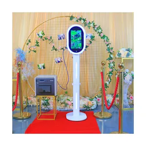 Photo Kiosk Social Party Mini Wholesale Flight Case Smart Photobooth Machine Magic Selfie Oval Mirror Stand Up Photo Booth Kiosk For Events