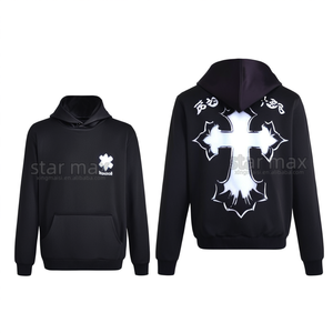 Sweat à capuche thermique à manches courtes de luxe Hearts Ch, de haute qualité, imprimé sur le devant, tricoté, 100% coton, style streetwear, personnalisé - Product Image 6