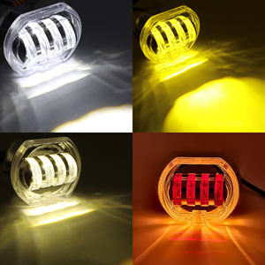 Phare de moto en gros, 4 LED, lentille de projecteur, double couleur, yeux d'ange, yeux de démon, lumières LED auxiliaires avec anneau halo - Product Image 6