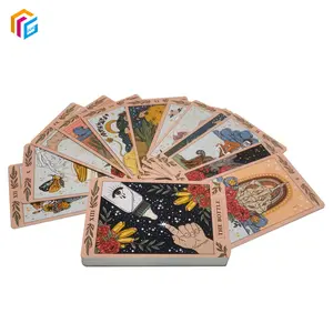 Harga tiruan kartu poker cetak khusus Oracle Gold Foil Deck kualitas tinggi sisi emas kartu Tarot dengan kotak magnetik