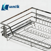 Panier coulissant en acier inoxydable 304 chromé pour tiroir de cuisine, organisateur d'armoire, gain de place, taille personnalisable, étagère de rangement