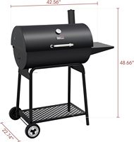 Barbecue au charbon de bois en acier de 30 pouces avec table latérale, barbecue d'extérieur avec 627 pouces carrés En. Barbecue noir
