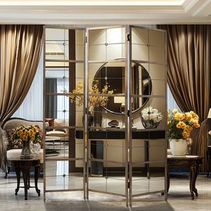 Vosge, rejilla japonesa clásica ETERNAL Marco de hierro partición de pantalla de espejo plegable - Product Image 5